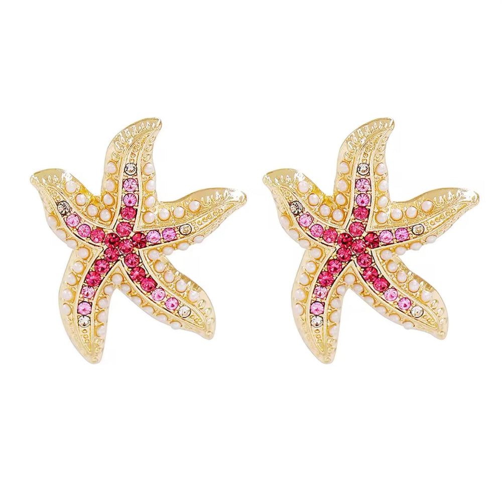 Starfish Studs - Pink Gems