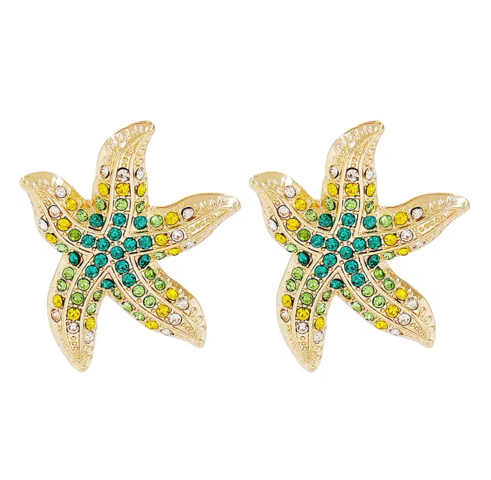 Starfish Studs - Blue Gems